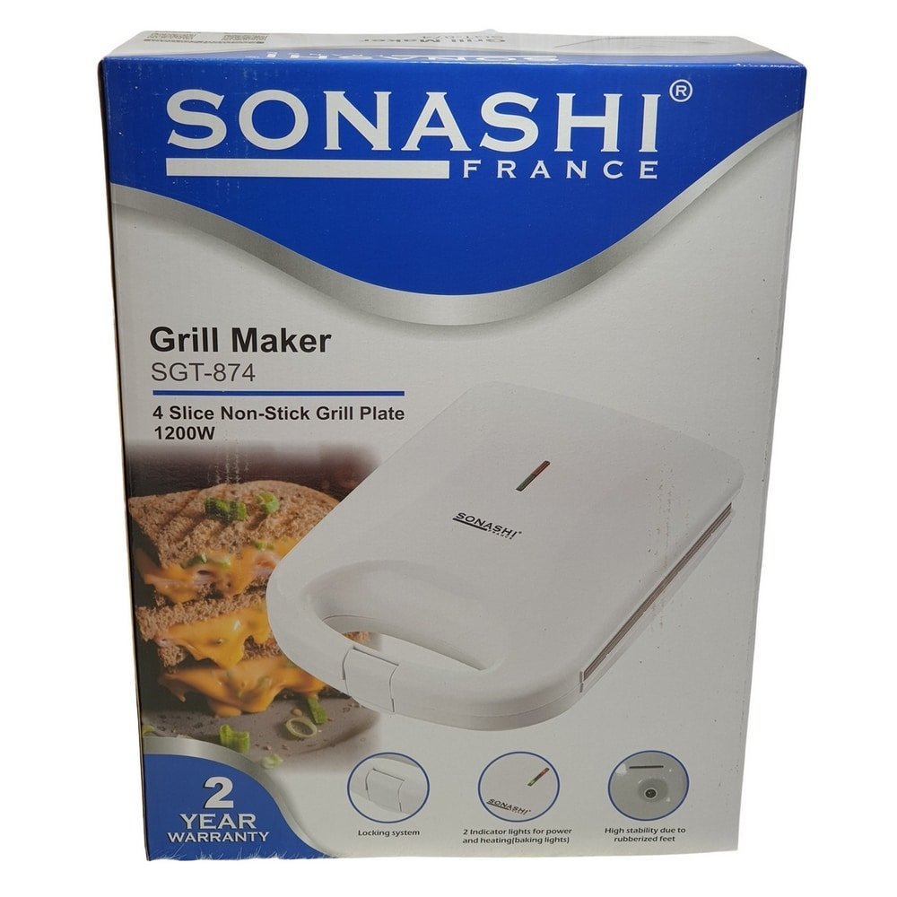 Grill À Viande Et Panineuse À 4 Tranches 1200W Sonashi SGT-874 – Image 6