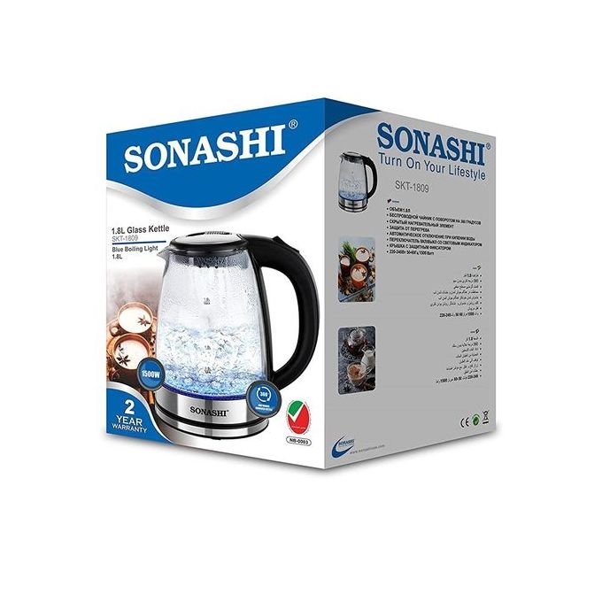 Bouilloire en verre LED 1.8L 1500W Sonashi SKT-1809 – Image 4