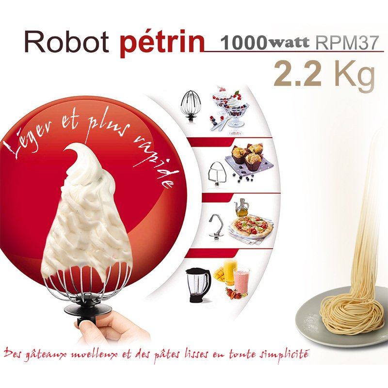 Robot Pétrin 3 en 1 inox 5L 1000 W 06Vitesses GRIS Robuste RPM37 – Image 3
