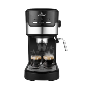Mini Machine A Café 3 en 1 CRISTOR Capsules et Café moulu -20 BARS-1100 W- Noir Inox
