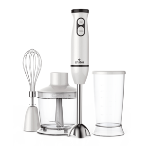 Bras Mixeur 3 en 1 CRISTOR Bras mixeur, Hachoir et Bras Fouet -500 W- 500 ML – Blanc