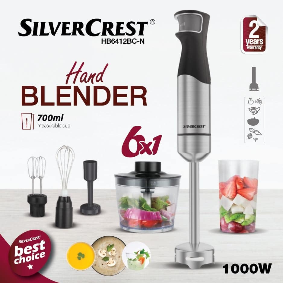 Mixeur Plongeant INOX Multifonctions 6en1 1000W SilverCrest