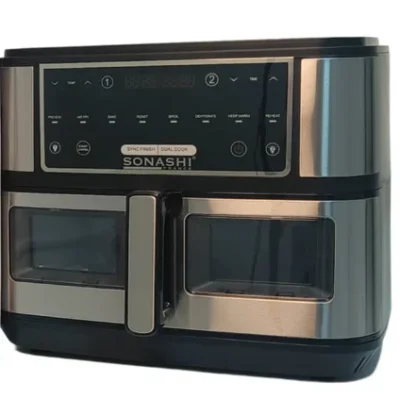 Friteuse à Air Numérique Double Bac 10L 2600 W Digital multiprogrammes En inox Sonashi SAF-110